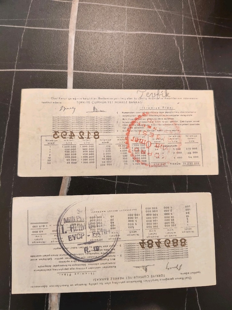 1957 Milli Piyango Yılbaşı & 15 Ocak | 2 Adet Orijinal Dönem Efemerası - 7