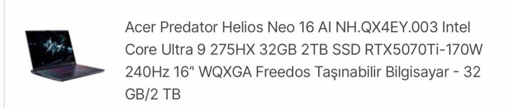 Acer Predator Helios Neo 16 AI NH.QX4EY.003 Intel Core Ultra 9 275HX 3 - 2
