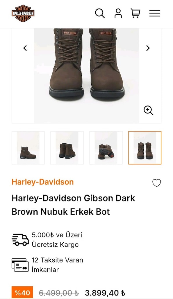 Harley Davidson Erkek koyu kahve nubuk bot 45 numara - 8