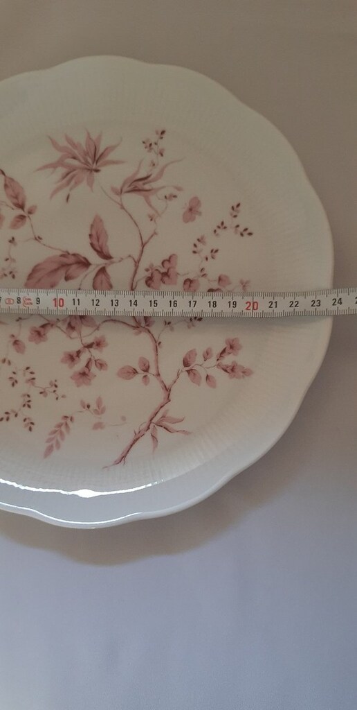 Bordo Çiçek Desenli Porselen Tabak - 6
