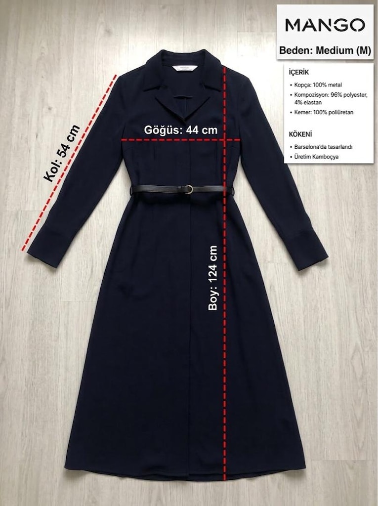 Mango Lacivert Elbise - 6