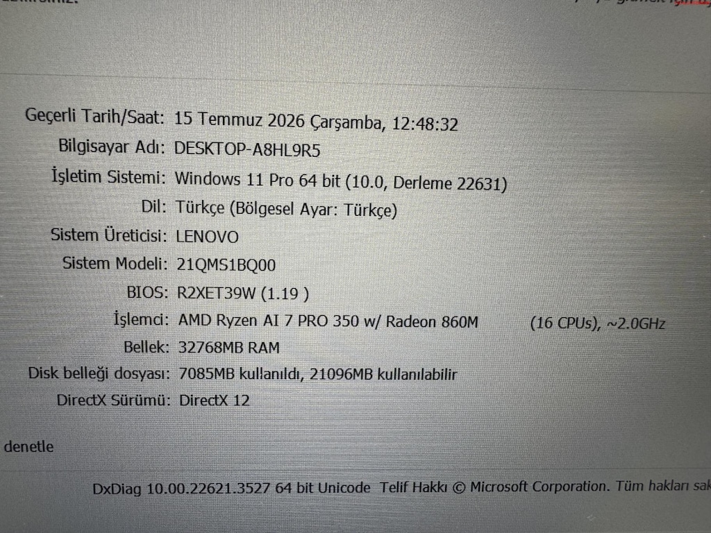 THİNKPAD T14S RYZEN AI 7 PRO İŞLEMCİ 32 GB RAM 512 NVME - 6