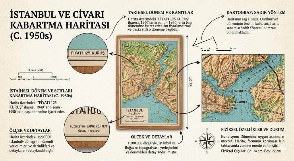 Antika Sadık Yöntem İstanbul Kabartma Harita - 2