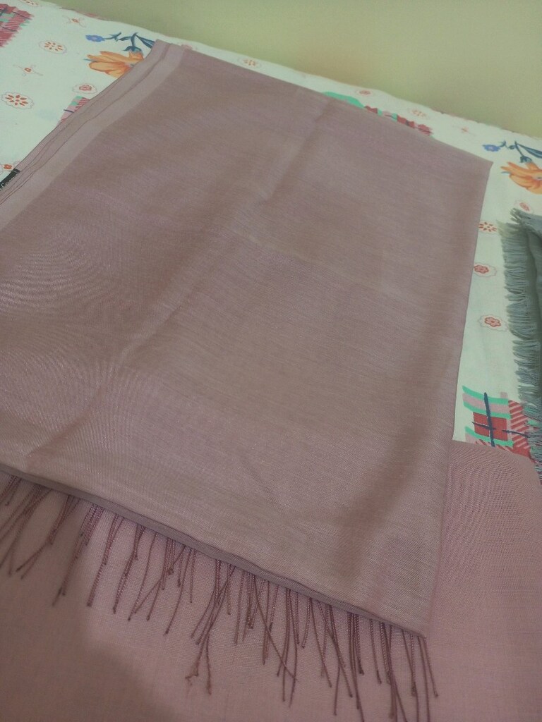 Pembe Pamuklu Şal / Pudra Simli Parlak Şal / Gri Pamuklu Şal - 3