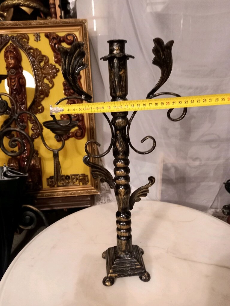 VİNTAGE MELEK KANADI METAL TEKLİ ŞAMDAN/MUMLUK - 6