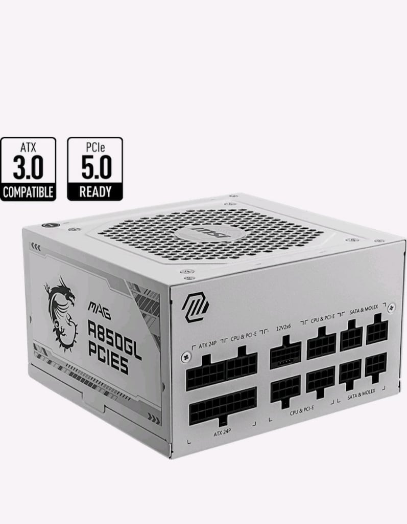 MSİ PSU Mag A850GL PCIE5 Whıte 850W 80+Gold Power Supply