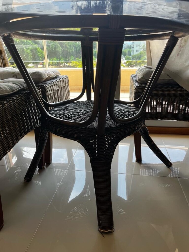 Kervan gerçek rattan camlı masa sandalye takımı - 3