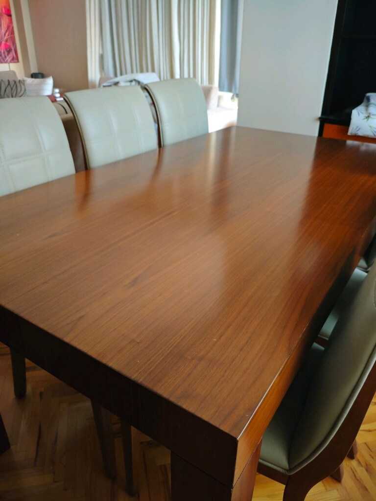 DOĞAL AHŞAP KAPLAMA YEMEK MASASI TAKIMI 90X170X77,5 CM - 2