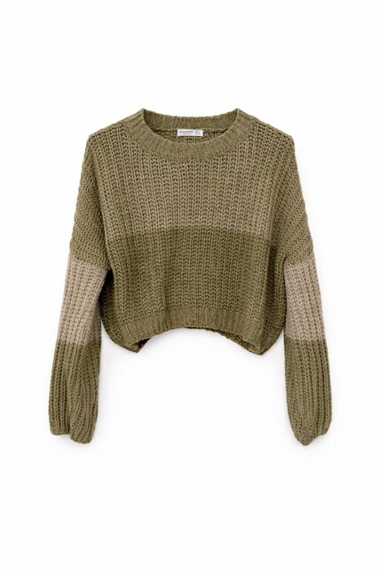 BERSHKA balon kollu crop kazak