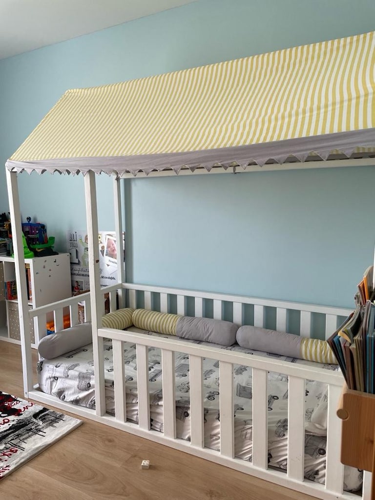 Montessori Ev Tipi Çocuk Yatağı – Tenteli & Korkuluklu - 3