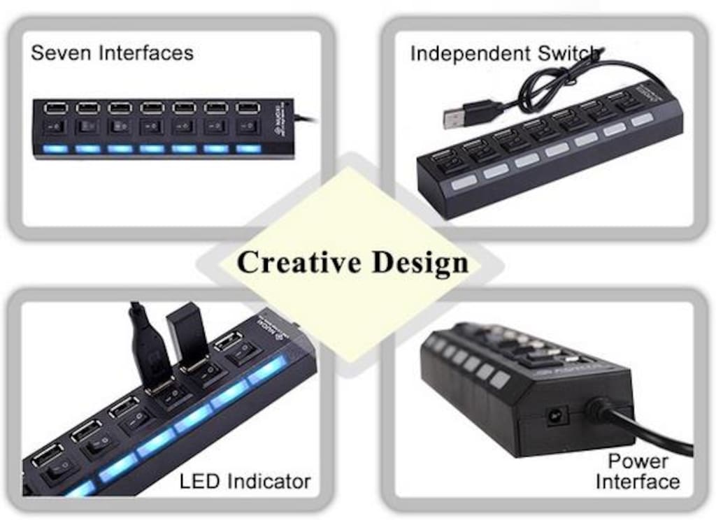 4874 7 Port Usb Hub Switch Çoklayıcı Çoğaltıcı - 4