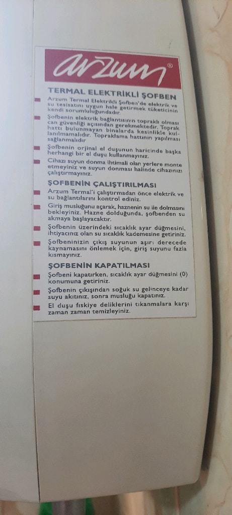 ARZUM ELEKTRİKLİ TERMAL ŞOFBEN - 2
