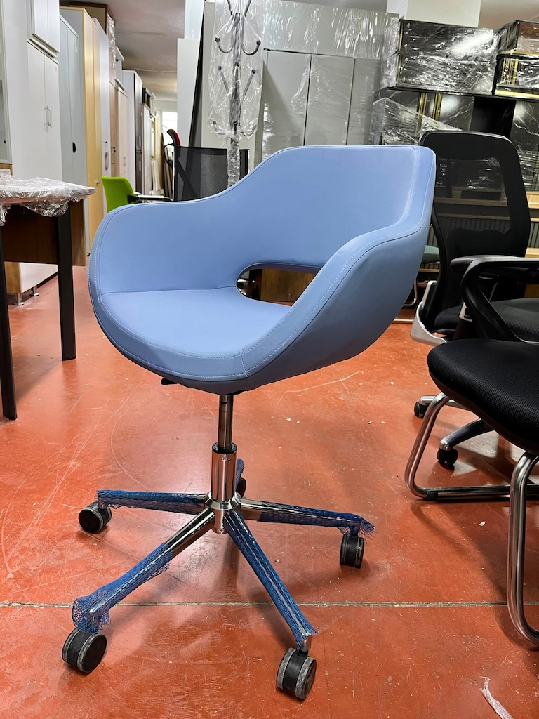 KLAS OFİS PENDİK MAVİ DERİ TEKNE ÇALIŞMA KOLTUĞU SIFIR ÜRÜN - 3