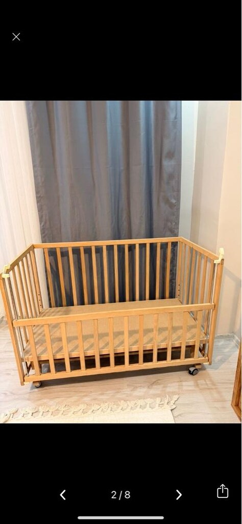 Doğal ahşap bebek beşiği - 8