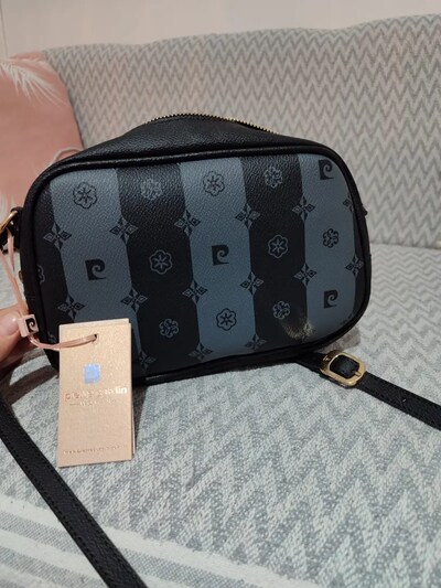 Pierre cardin çizgili monogram omuz çantası
