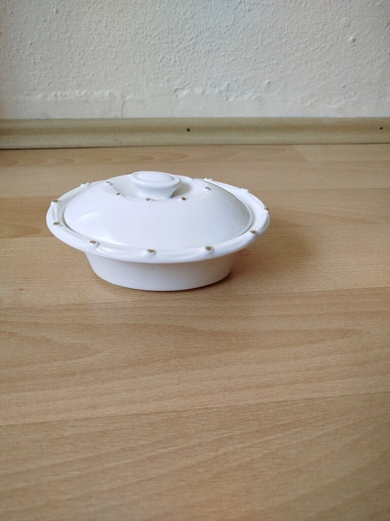 Vintage seramik saklama kabı 16.5x12.5 cm yükseklik 5 cm - 5