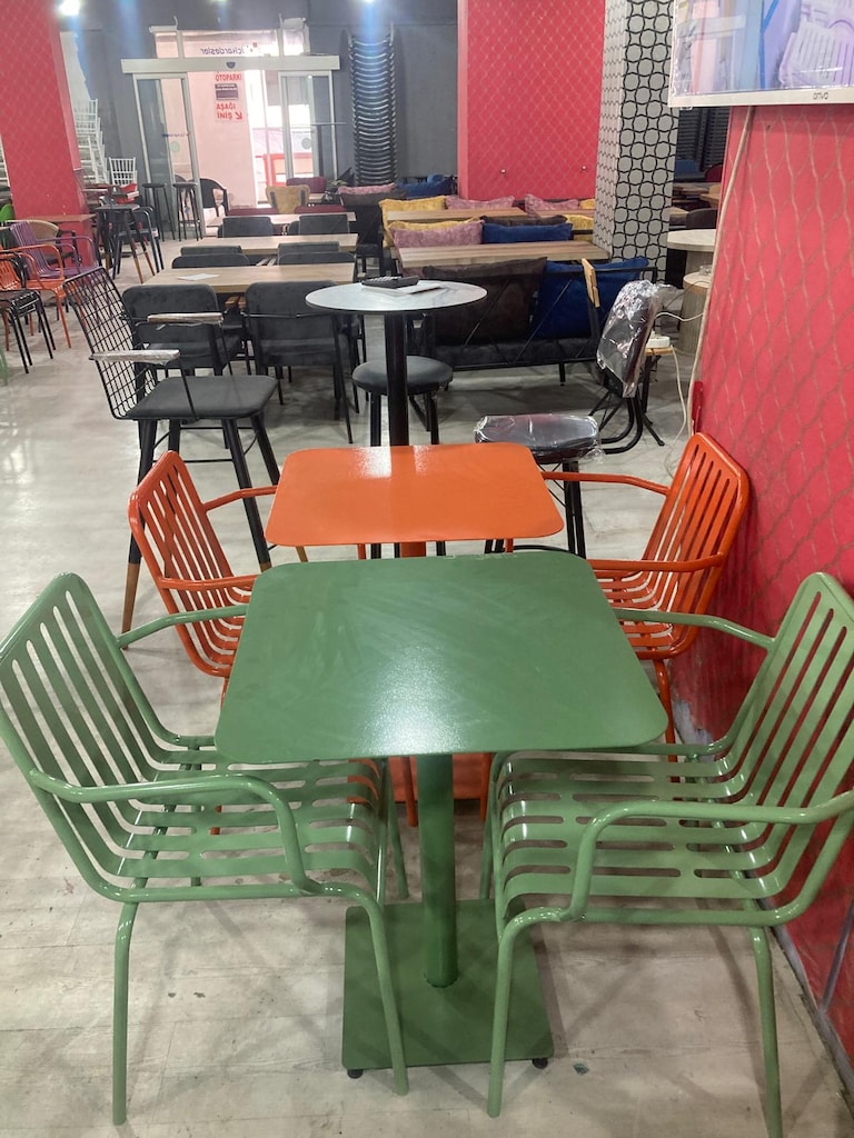 DEMİR MASA SANDALYE TAKIMI CAFE RESTAURANT ÇAY BAHÇESİ DIŞ MEKAN - 6
