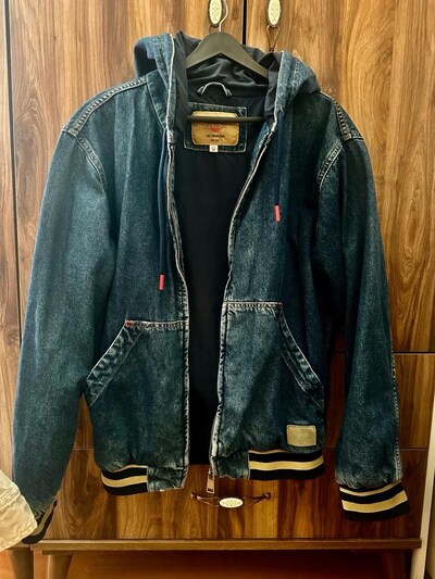 Lee Cooper Koyu Mavi Denim Kapüşonlu Ceket