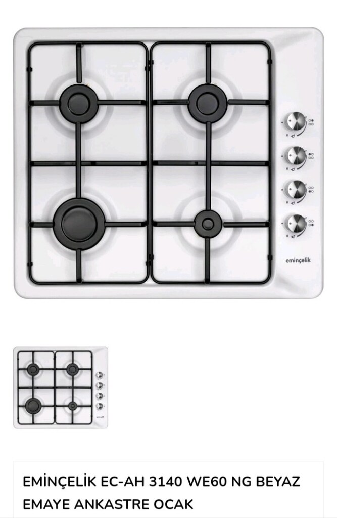 Eminçelik Ankastre Beyaz Emaye Ocak 4.250 TL - 4
