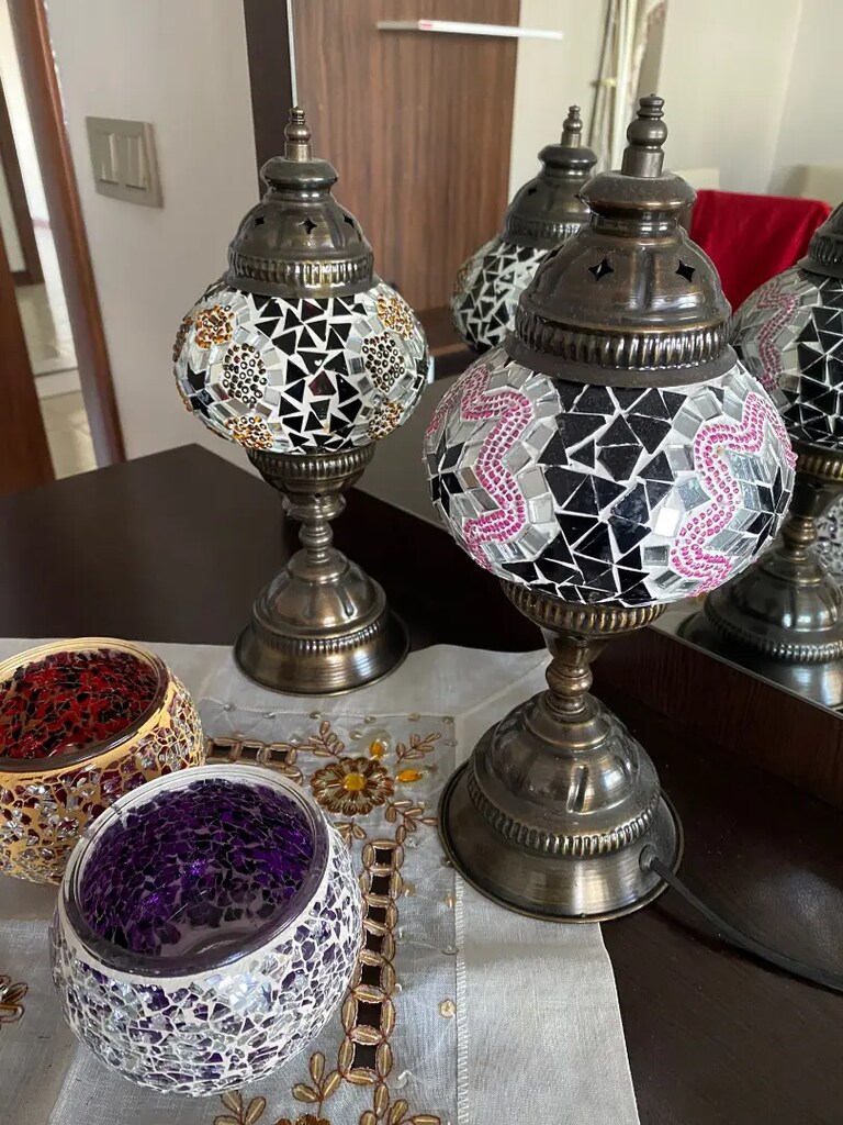Dekoratif gece lambası ve mumluk abajur - 8