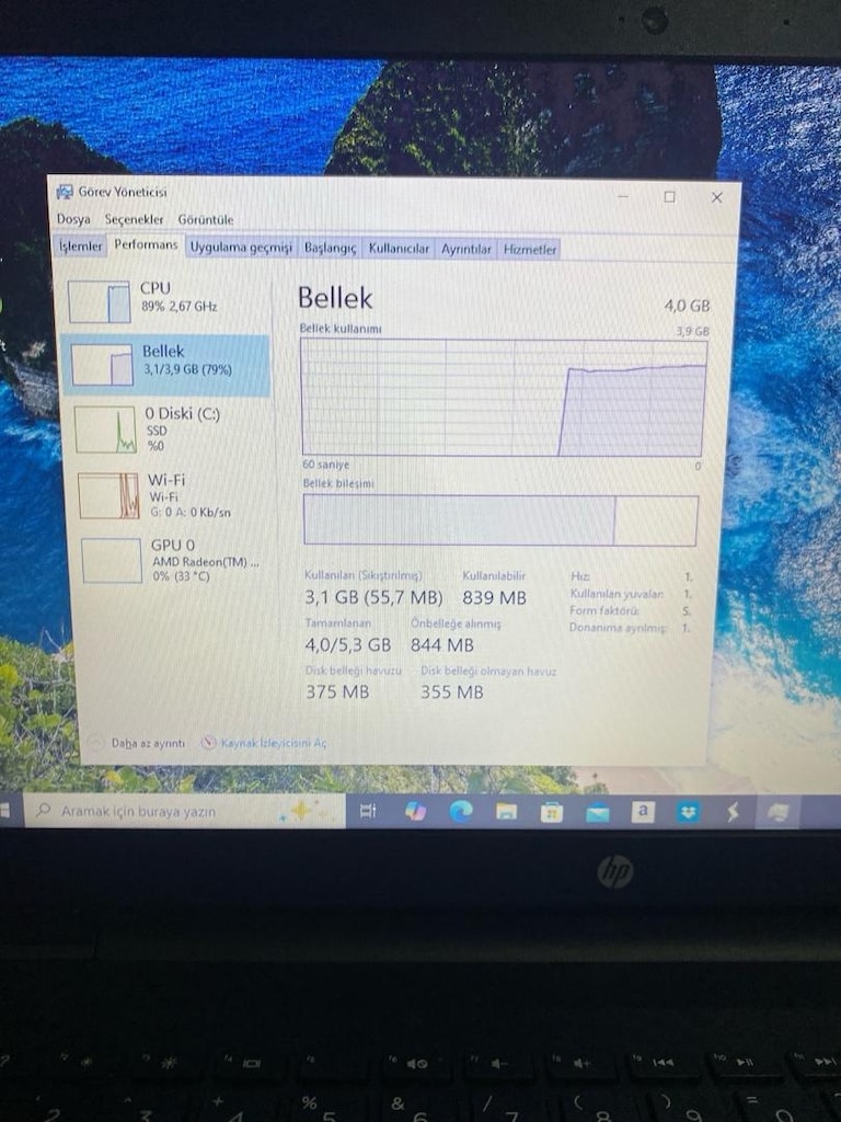 LAPTOP HP | AMD RYZEN | 4 GB RAM | 256 GB SSD | Temiz - 9