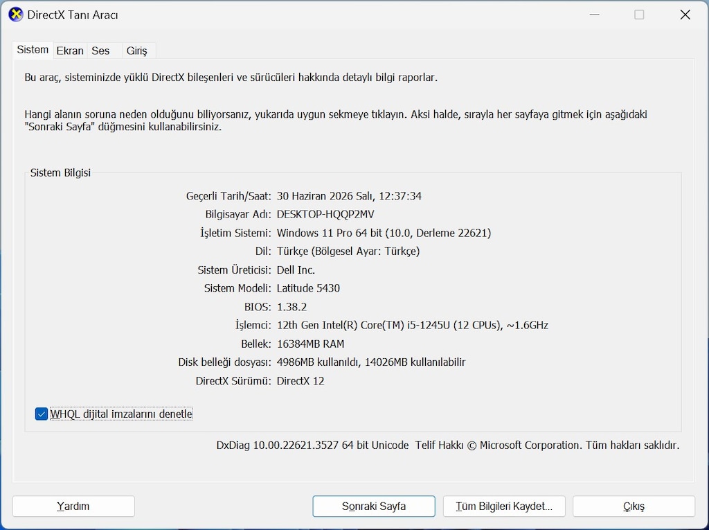 DELL LATİTUDE 5430 İ5-1254U 16 RAM 256 GB SSD WİNDOWS LİSANSLI - 8