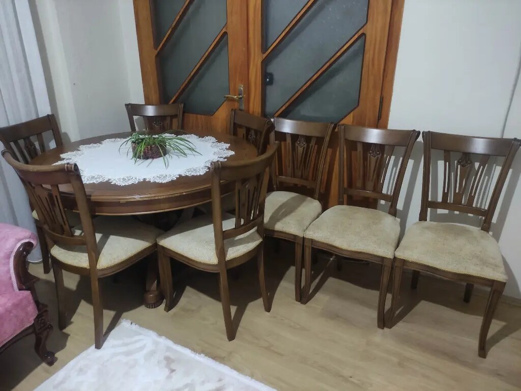 Ceviz Kaplama El İşçiliği Salon Takımı - 7