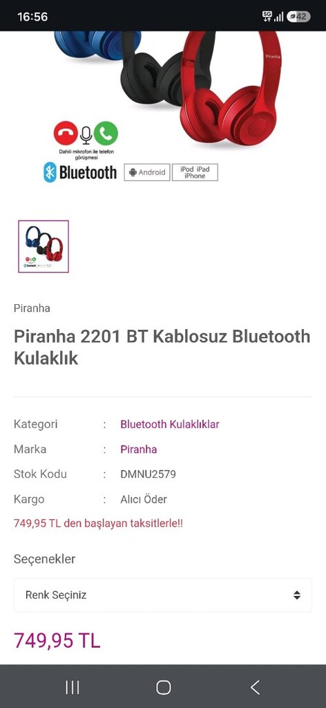 Piranha Kırmızı Bluetooh Kablosuz Kulaküstü Kulaklık - 2