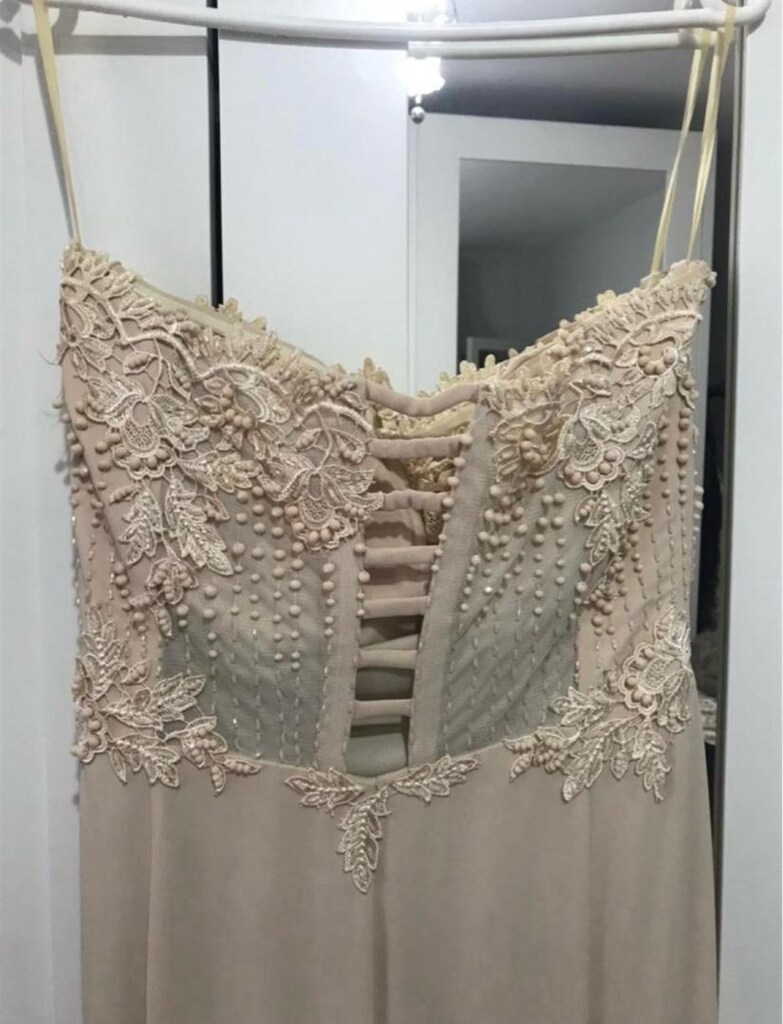 Krem abiye elbise - 2