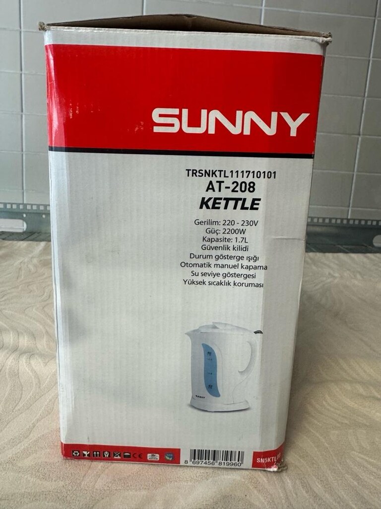 Sıfır Kutulu Sunny AT-208 Su Isıtıcı (Kettle) - 1.7 L / 2200W - 3