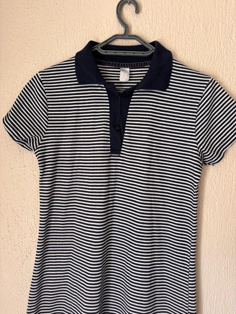 Lacivert Çizgili Polo Elbise - 2