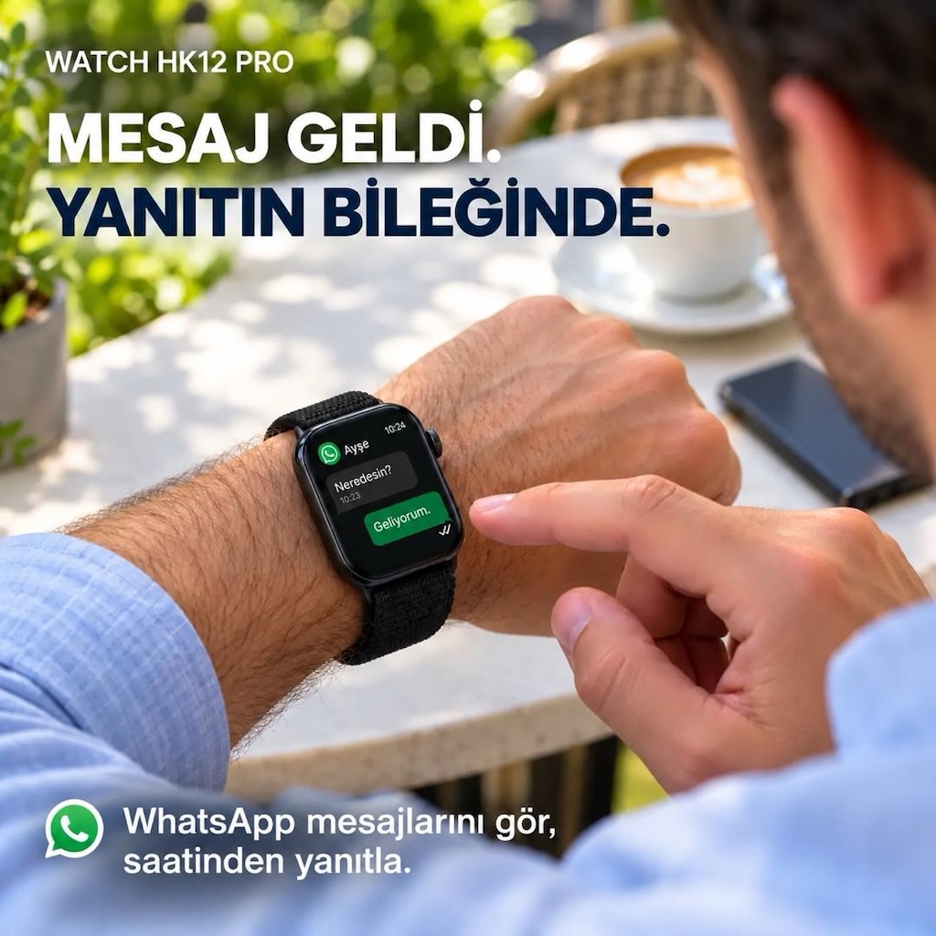 HK12 Pro 46MM YEMİ SERİ WHATSAP MESAJLAŞMA,7-10 Gün Şarj - 4