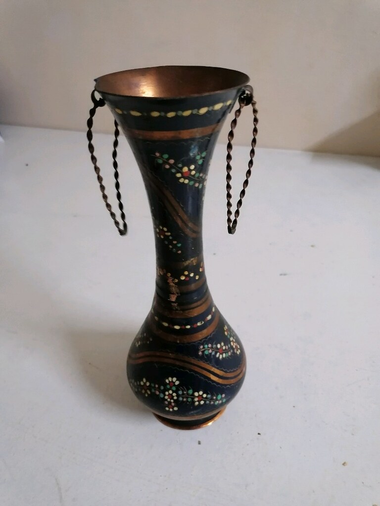 Bakır Küpeli Vazo, vintage ürün - 3