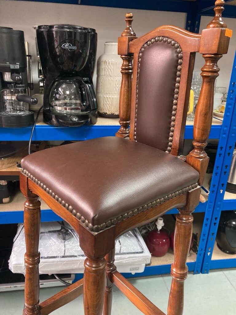 Vintage Fransız deri bar sandalyesi - 6