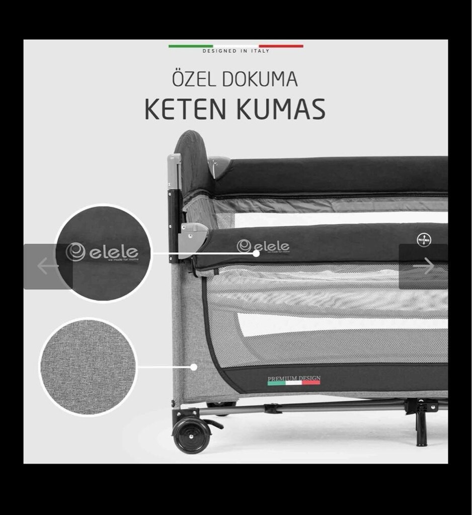 Elele Donna Anne Yanı Park Yatak Oyun Parkı XL 70x120 cm - 2