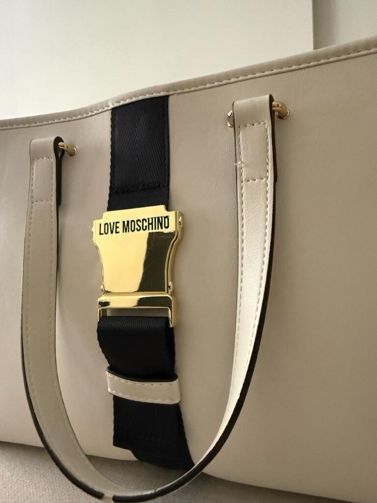 Love Moschino Beyaz/Ekru Lüks Tote Çanta - 8