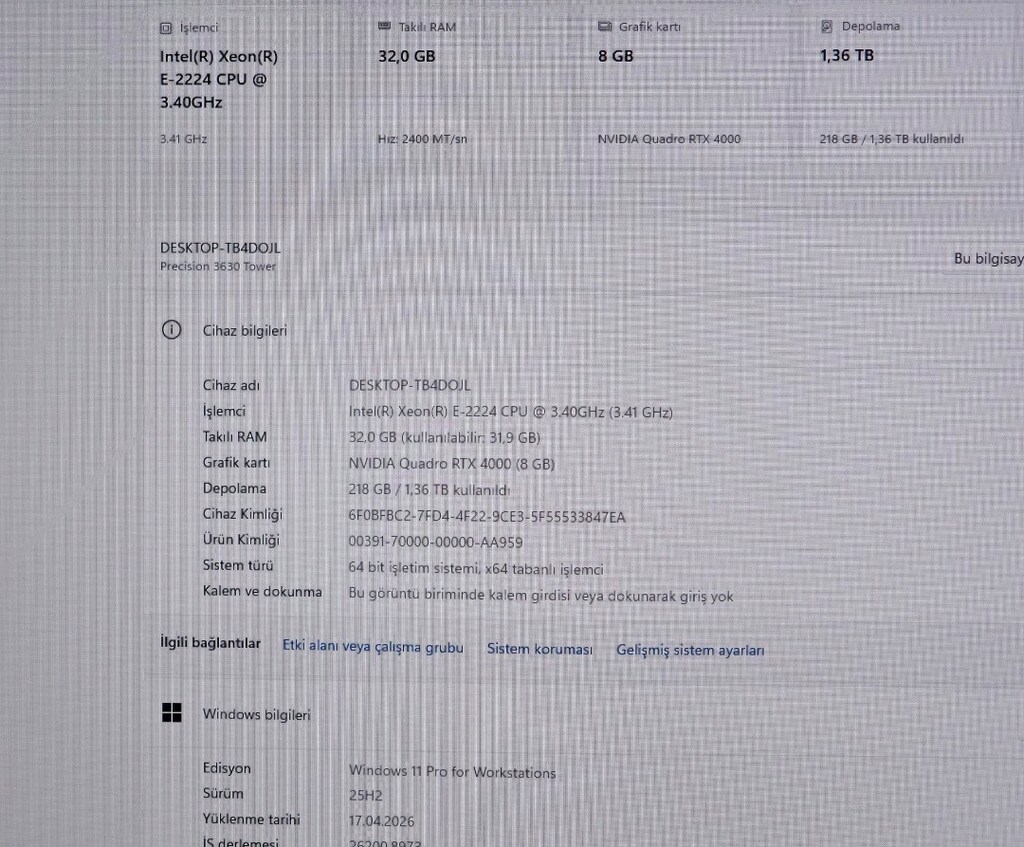 Dell Workstation E2236 32GB Quadro RTX 4000 8GB 512GB Nvme W11Pro - 9