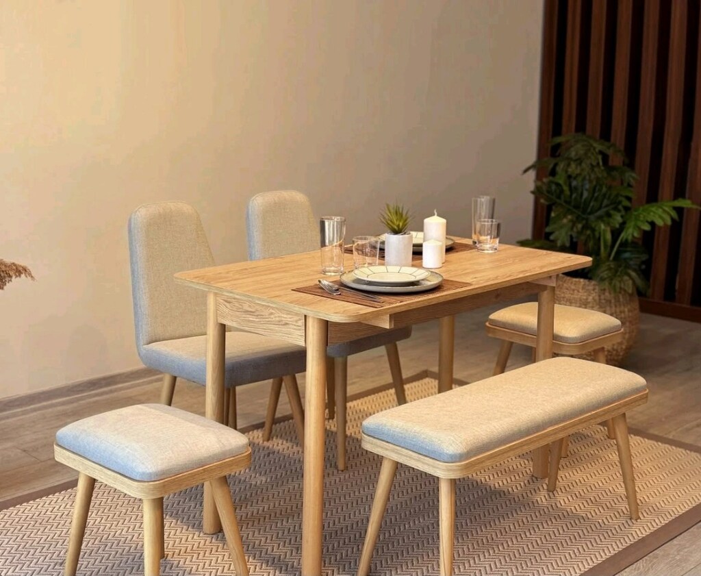 mutfak masası 6 kişilik sıfır mdf mutfak masası - 7