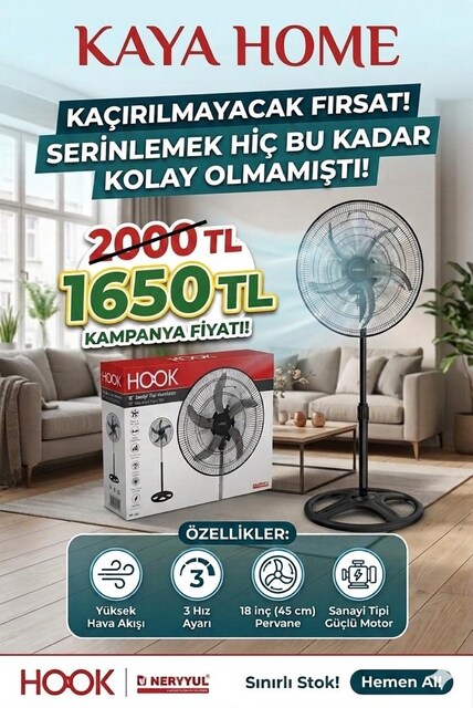 HOOK MARKA 18 İNÇ SANAYİ TİPİ VANTİLATÖR