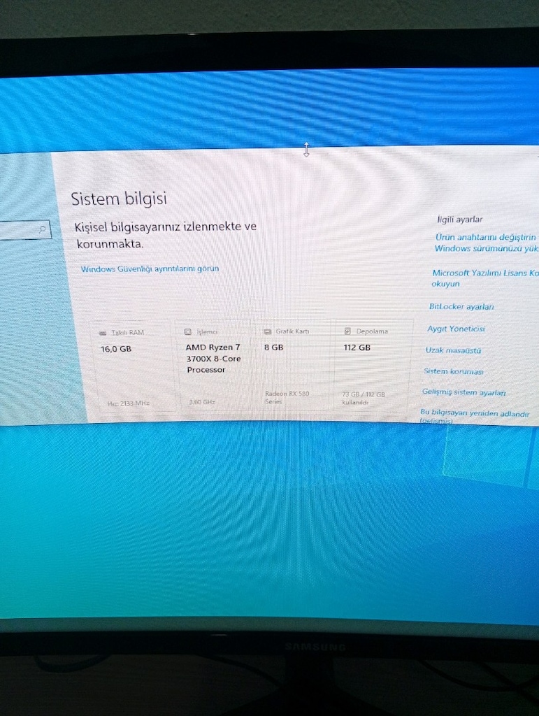 RYZEN 7 3700x / 16 RAM / 8 GB EKRAN KARTI - 7