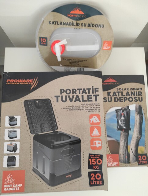 Portatif Tuvalet-Solar Duş- Katlanabilir Bidon Sıfır/Kutulu Full Takım