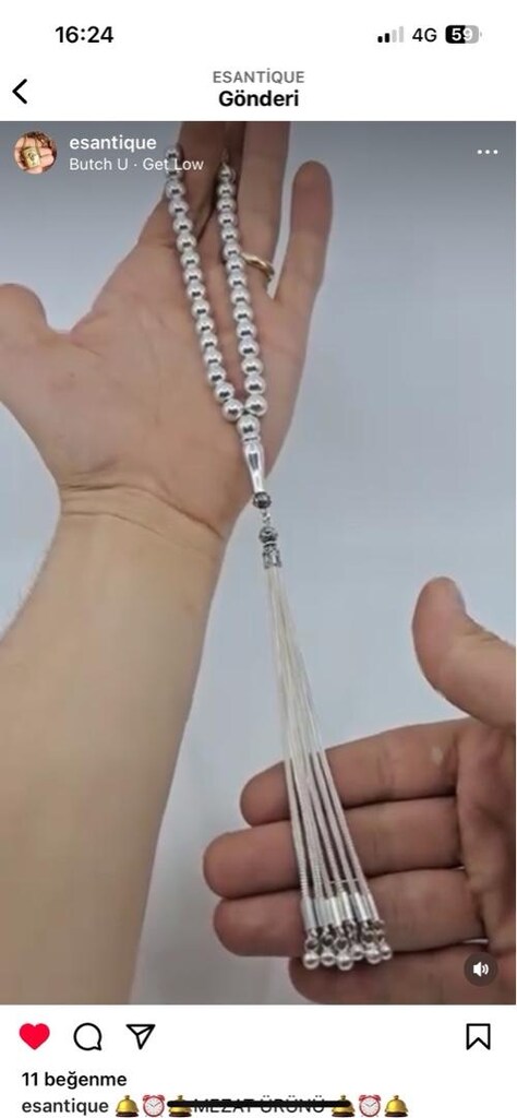 gümüş tesbih 43 gram 925 ayar gümüş - 2