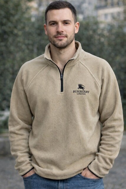 Erkek fermuarlı yakaya sahip, uzun kollu polar üst sweatshirt