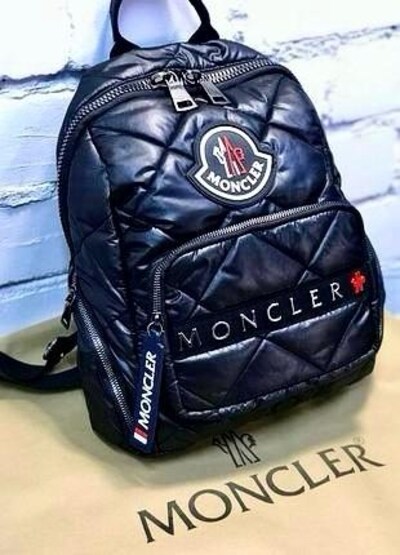 ‼İTHAL/SIFIR/ORİJİNAL/Moncler Kilia,Kapitone Siyah Deri Sırt Çantası