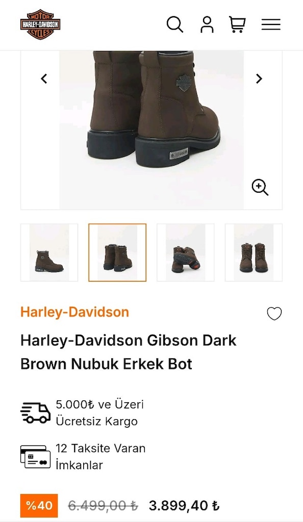 Harley Davidson Erkek koyu kahve nubuk bot 45 numara - 9