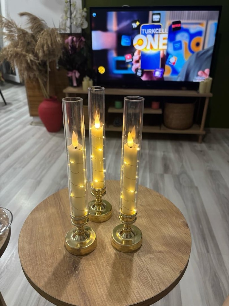 led ışıklı mum 3 adet - 3