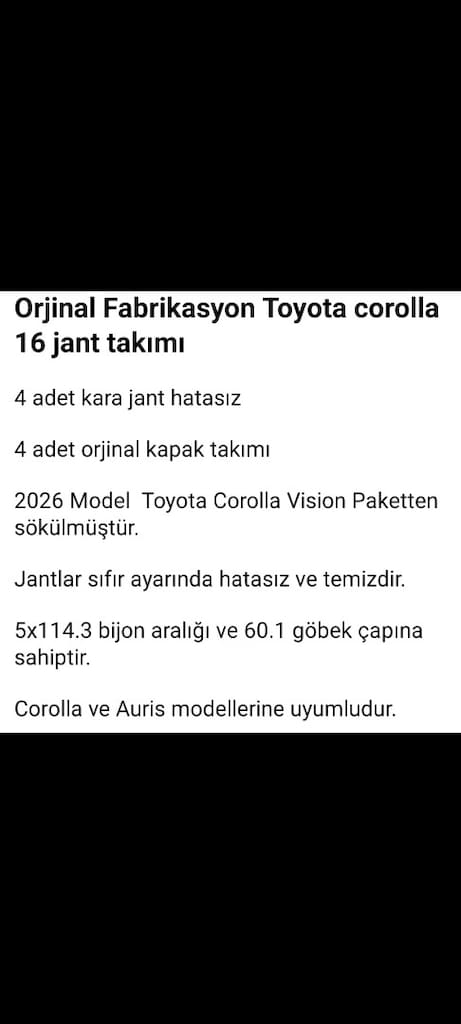 orjinal kara cant Toyota sıfır acil satilik