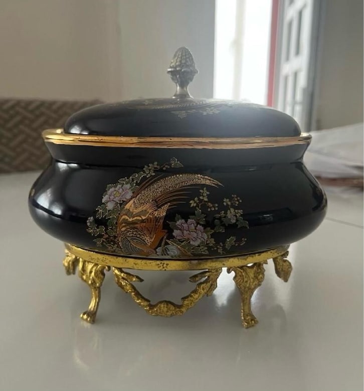 Fransız Limoges tarzı porselen takı kutusu (vintage) - 5
