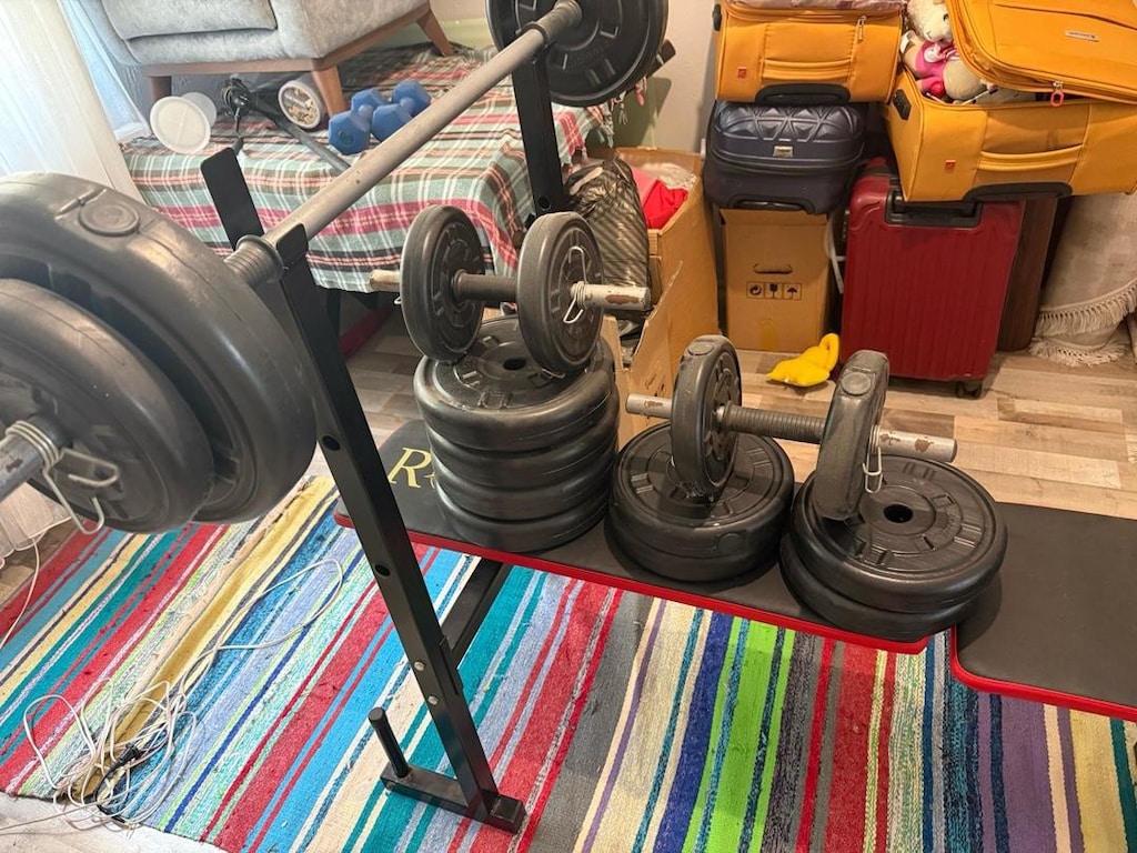 Delta spor sehpası + 80 kilo ağırlık + bar - 2