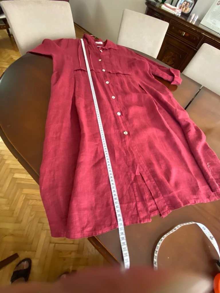 Bordo keten elbise - 6